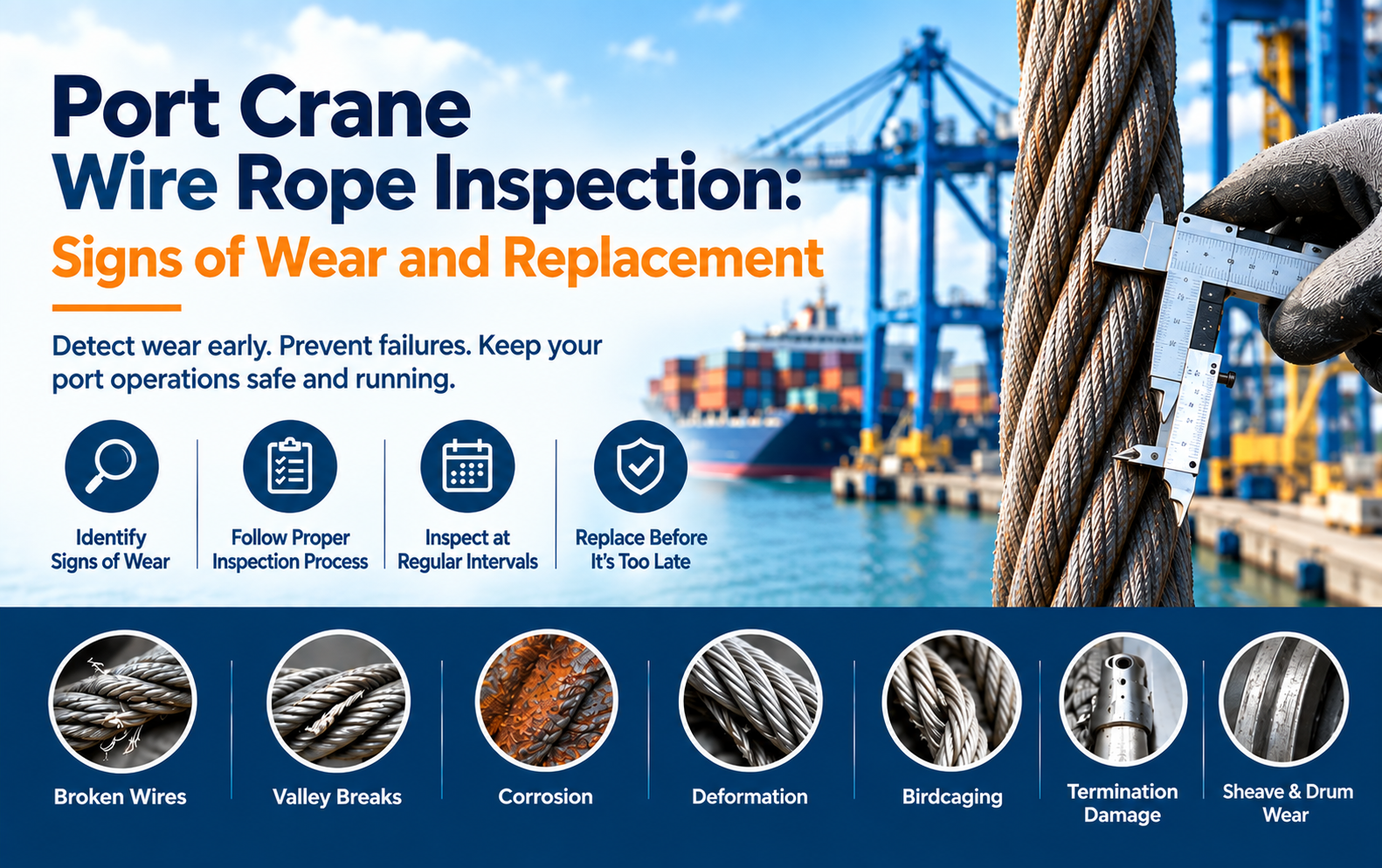 Port Crane Wire Rope Inspection: Signs of Wear and Replacement